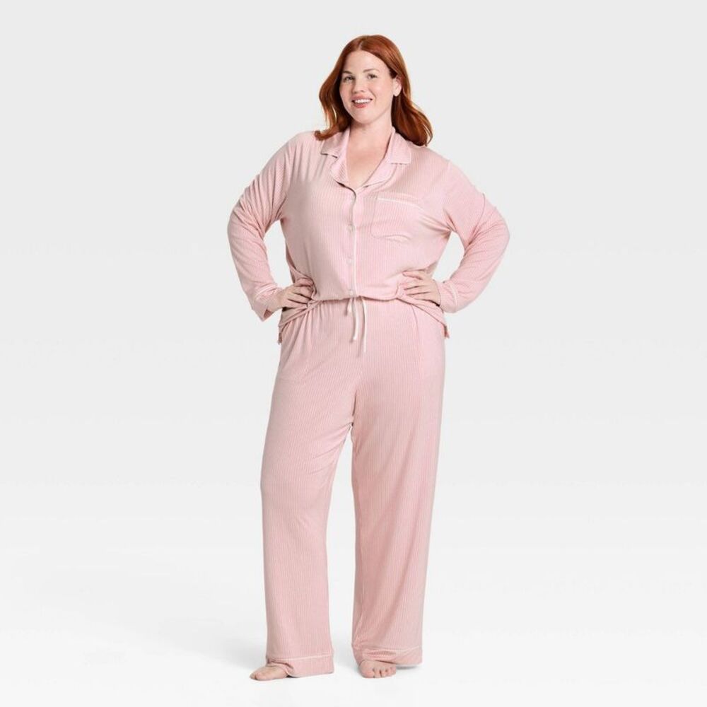 Women's Cloud Knit Modal Long Sleeve Top & Pants Pajama Set - Blush XS